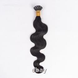 Extensions capillaires Remy en cheveux humains ondulés Body Wave à pointes plates K Tip kératine fusion 100 g