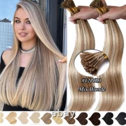 Extensions capillaires en cheveux humains véritables à pointe I en kératine, noirs et souples, longs, 16 18 20 22, 1 g