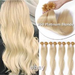 Extensions capillaires humaines Remy blondes à la kératine pré-liée en U avec colle pour ongles, 14-24 pouces
