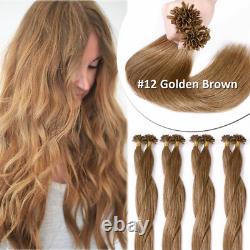 Extensions capillaires humaines Remy russes épaisses de 100 g, pré-adhésives à la kératine, à embout en U pour ongles
