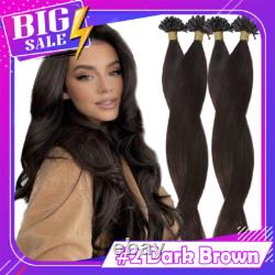 Extensions capillaires humaines brésiliennes Remy en kératine fusion, pointes en U pré-collées, mèches individuelles pour ongles