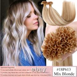 Extensions capillaires pré-liées à fusion à pointes en U en kératine, cheveux humains Remy 100 % — 100 mèches = 100 g