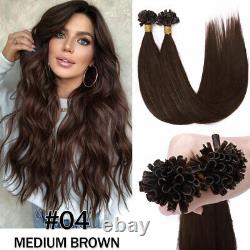Extensions de Cheveux Humains Réels Remy à Fusion de Kératine en U-Tip Pré-attachées Épais Ombre