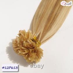 Extensions de Cheveux Humains Remy Pré-Attachées en U de Kératine Blonde 200 Mèches ÉPAISSES