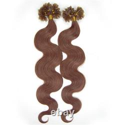 Extensions de Cheveux Humains Remy à Fusion U Tip en Kératine, Bouclés/Ondulés, 20 Pouces, 7A