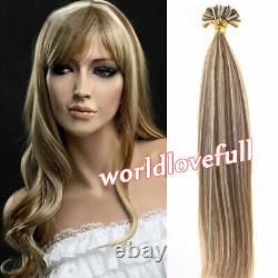 Extensions de Cheveux Humains Remy à Pointes U Pré-attachées en Kératine Balayage Mèches 1g/s