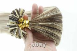 Extensions de Cheveux Humains Remy à Pointes U Pré-attachées en Kératine Balayage Mèches 1g/s