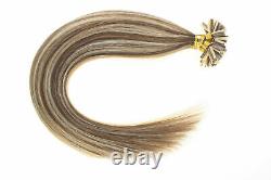 Extensions de Cheveux Humains Remy à Pointes U Pré-attachées en Kératine Balayage Mèches 1g/s