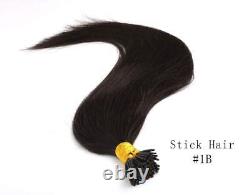 Extensions de Cheveux Humains Vierge I Tip pré-collées avec des Bâtons de Kératine 100 mèches 1g/mèche