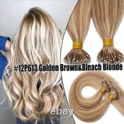 Extensions de Cheveux Humains en Anneau Nano 1g/s Kératine Lisses Micro Perles Cheveux 100PCS D4