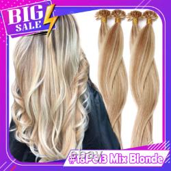 Extensions de cheveux 100 % humains Remy U Nail Tip U Tip Fusion Keratin pré-collées blondes