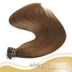 Extensions de cheveux à pointe adhésive en kératine, cheveux humains réels, pré-collés, fusion droite