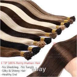 Extensions de cheveux à pointe de bâton en kératine Fusion Vrai Remy Cheveux Humains Pleine Tête 16-24