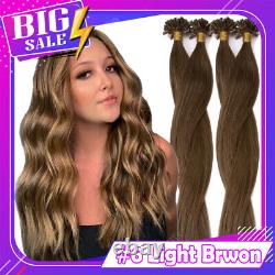 Extensions de cheveux en cheveux humains Remi 100 % avec pointes en U à plat pré-collées en kératine/fusion