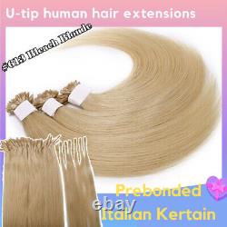 Extensions de cheveux en fusion kératine U Tip indien 100% Remy véritable 24 pouces