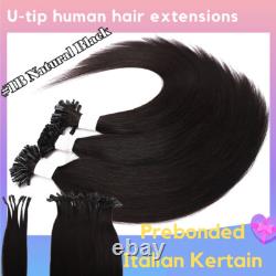 Extensions de cheveux en kératine fusion U Tip en cheveux indiens 100% Remy 24 pouces