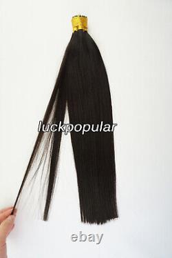 Extensions de cheveux en kératine pré-collées en forme de I, 100 % cheveux humains réels, double épaisseur