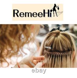 Extensions de cheveux humains 100 % Remy, micro perles à pointe plate en kératine, cheveux gris invisibles.