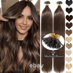 Extensions de cheveux humains Remy I Tip en fusion froide, pré-collées avec des bâtons de kératine en noir