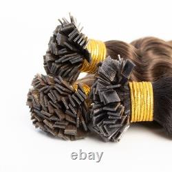 Extensions de cheveux humains Remy bouclés profonds à kératine K Tip, fusion à la kératine, 100 g, extensions plates Flat Tip