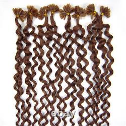 Extensions de cheveux humains Remy en kératine U Tip 20 pouces ondulés/bouclés fusion 7A