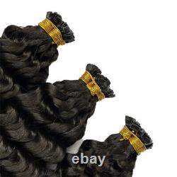 Extensions de cheveux humains Remy ondulés profonds à pointes plates pré-liées à la kératine 100S 70g