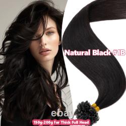 Extensions de cheveux humains Remy réels avec pointes en U, pointes plates et pointes en K, fusion à la colle kératine