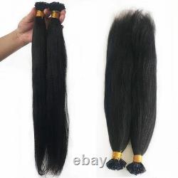 Extensions de cheveux humains Yaki Straight Flat Tip Yaki Keratin Fusion 100g 100pcs