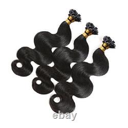 Extensions de cheveux humains à pointe plate en vagues corporelles pré-liées par fusion de kératine 100 pièces