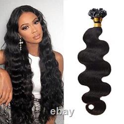 Extensions de cheveux humains à pointe plate en vagues corporelles pré-liées par fusion de kératine 100 pièces