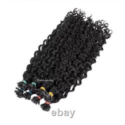 Extensions de cheveux humains à pointe plate en vagues d'eau, fusion de kératine pré-collée, 100 pièces