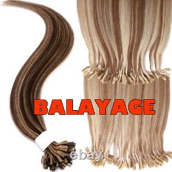 Extensions de cheveux humains brésiliens en fusion de kératine à pointe en U pré-liée, couleur brune.