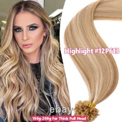 Extensions de cheveux humains russes 100 % Remy Balayage, pointes en U pré-liées à la kératine pour ongles <br/>	 