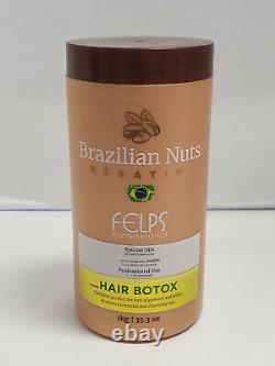 Felps Brésilian Noix Keratin Cheveux Botox Huiles Spéciales 35.3oz Utilisation Profesionnelle Nouveau