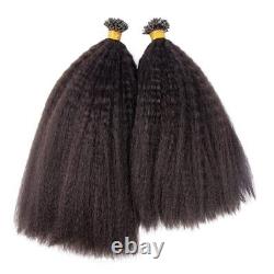 Flat Tip Human Hair Extension Kinky Straight Keratin Fusion Hair 100g 100pcs