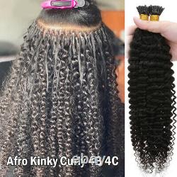 I Tip Human Remy Hair Extension Pre Bonded Keratin Micro Ring Kinky Curly Yaki