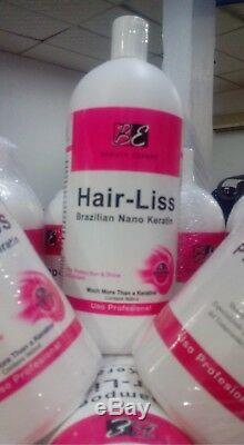 Kératine Brésilienne Hair Liss Professional, Shampooing 960 ML - 2 Étapes + Kératine 32 Oz