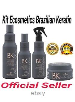 Kit de kératine brésilienne Ecosmetics Shampooing + Après-shampooing + Fluide + Masque