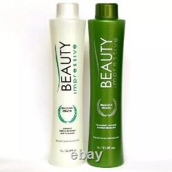 Kit de kératine brésilienne impressionnant 2x1L shampooing + traitement anti-frisottis de beauté