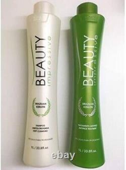 Kit de kératine brésilienne impressionnant 2x1L shampooing + traitement anti-frisottis de beauté