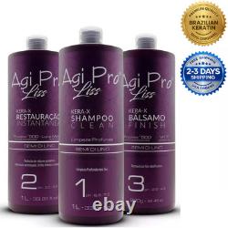 Kit de lissage brésilien à la kératine Agi Max Pro Liss Kera-X 3 x 1 L