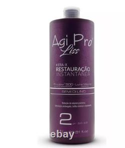 Kit de lissage brésilien à la kératine Agi Max Pro Liss Kera-X 3 x 1 L