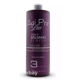 Kit de lissage brésilien à la kératine Agi Max Pro Liss Kera-X 3 x 1 L