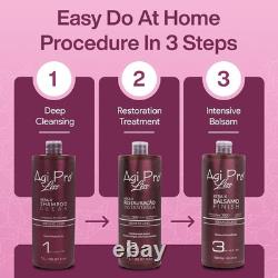 Kit de lissage brésilien à la kératine Agi Max Pro Liss Kera-X 3 x 1 L