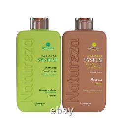 Kit de lissage capillaire à la kératine brésilienne et à la biotine Natureza Cosmeticos 2 x 1 L