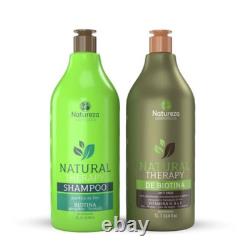 Kit de lissage capillaire à la kératine brésilienne et à la biotine Natureza Cosmeticos 2 x 1 L