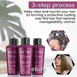 Kit de soin capillaire à la kératine naturelle brésilienne pour lisser les boucles et les frisottis