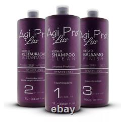 Kit de traitement à la kératine brésilienne Agi Pro Liss Rouge 3 x 1000ml 34oz