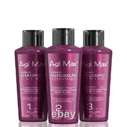 Kit de traitement capillaire à la kératine naturelle Agi Max Brésilienne pour lisser les boucles