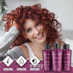 Kit de traitement capillaire à la kératine naturelle brésilienne Agi Max pour lisser les boucles